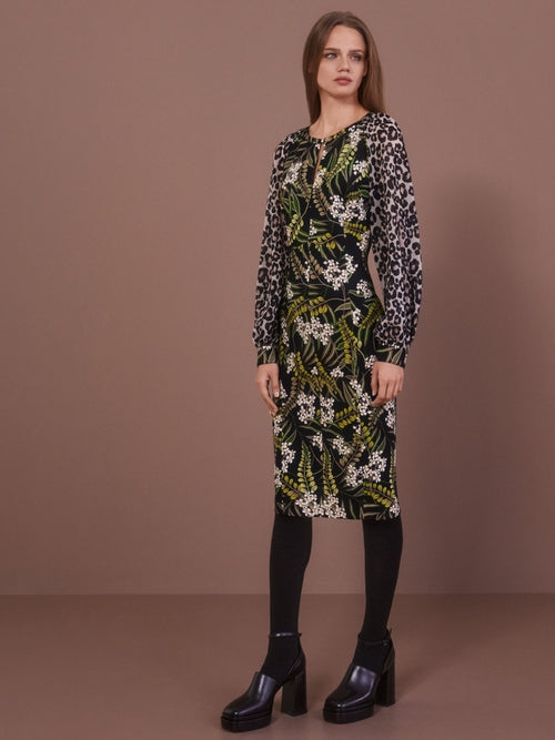 Shamon Leaf Womens | Fitted Print Boutique Marc Dress | Cain Ireland – Shamon Dresses