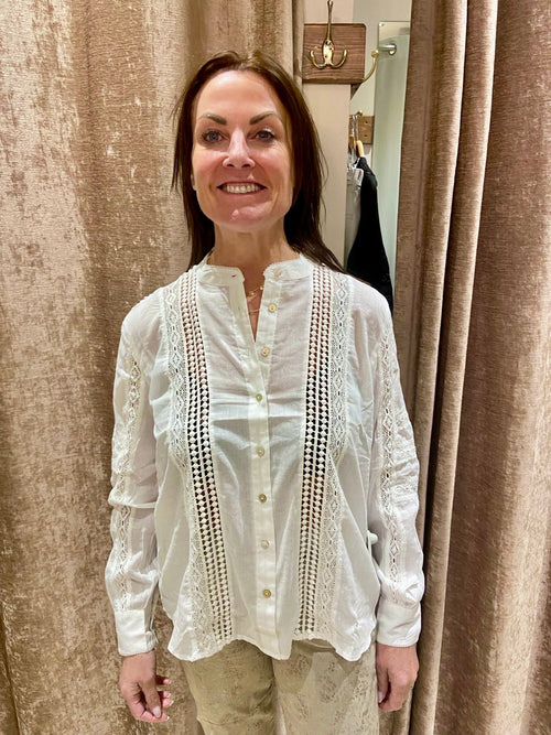 Eva Kayan White Lace Detail Cotton Shirt
