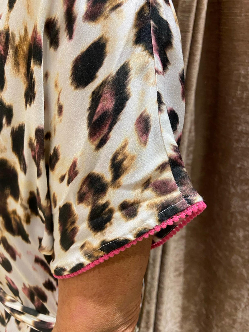 Eva Kayan Leopard Print Short Sleeve Maxi Dress