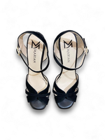 Marian Black Suede High Heel Platform Sandals