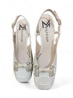 Marian Cream Slingback Sandal with Sparkly Stone Buckle