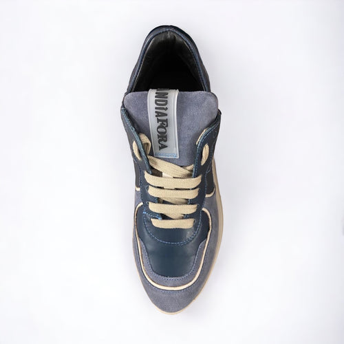 Andia Fora Spike Camoscia Denim Chunky Sole Trainers From Top