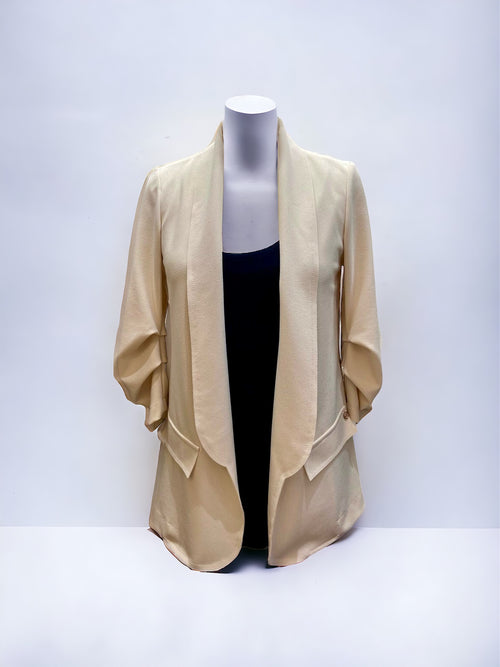 Le Sarte De Sole Giacco Blazer with Ruched Sleeve in Beige