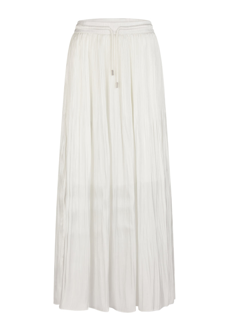 Marx Aurel Shimmer White Satin Pleated Maxi Skirt