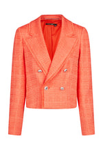 Marc Aurel Short Coral Tweed Jacket with Fringing Detail