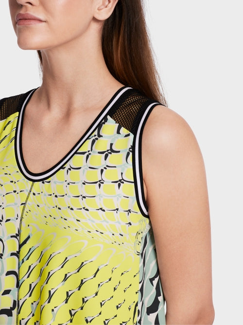 Marc Cain Sports A Line Log Sleeveless Dress and Mesh Shoulders