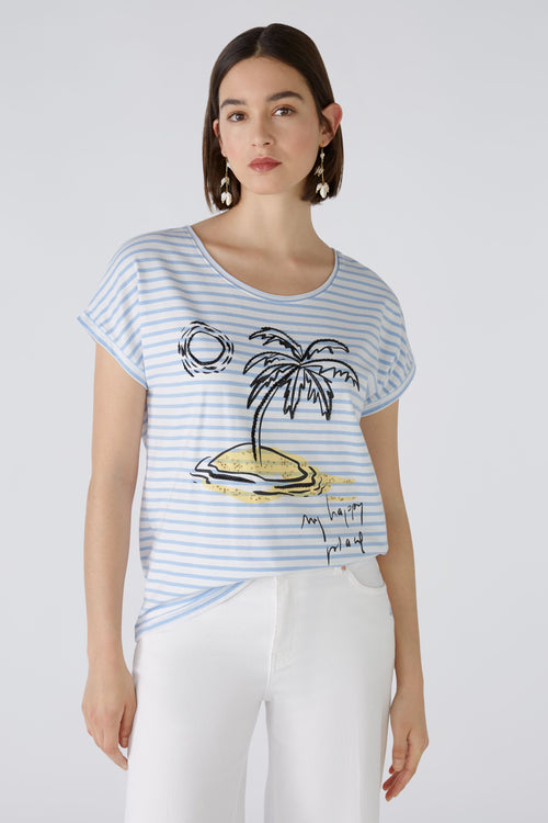 Oui Cotton Palm Print T Shirt