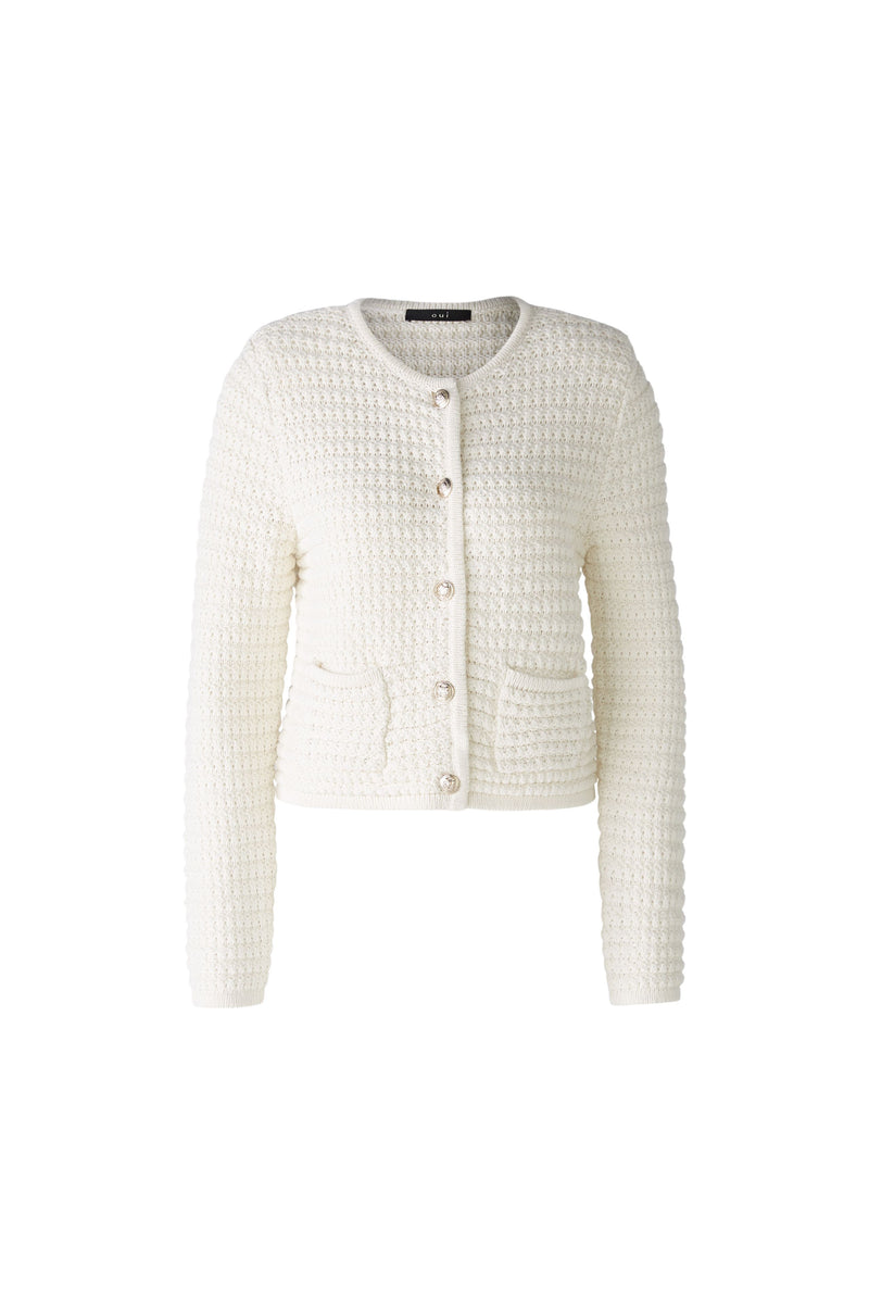 Oui Knitted White Chanel Style Cardi
