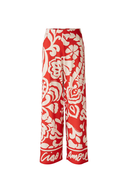 Oui Marlene  Red White Print Trousers
