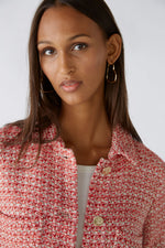 Oui Red White  Collared Boucle Jacket