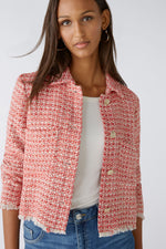 Oui Red White Boucle Weave Jacket