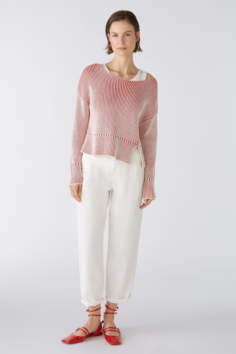 Oui Off White Relaxed Fit Trousers