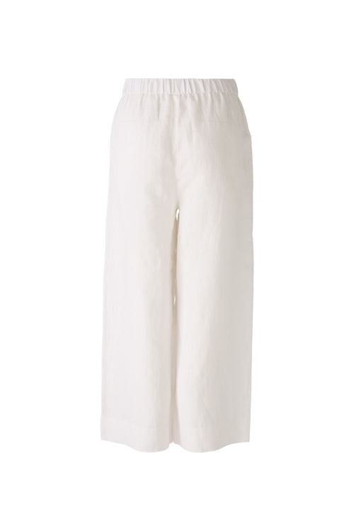 Oui Cropped White Linen Mix Trousers back