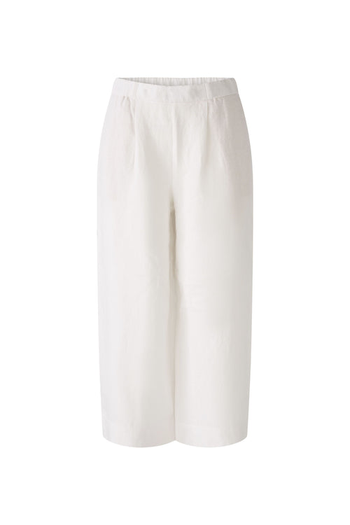 Oui Cropped White Linen Mix Trousers