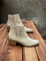 Paul Green Biscuit Suede Plait Detail Ankle Boots with wooden heel