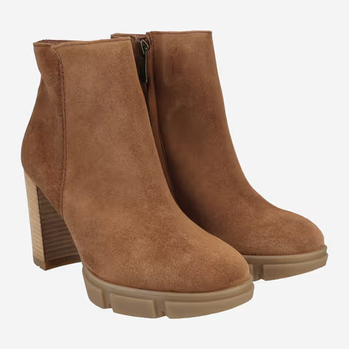 Paul Green Suede Toffee High Heel Ankle Boot