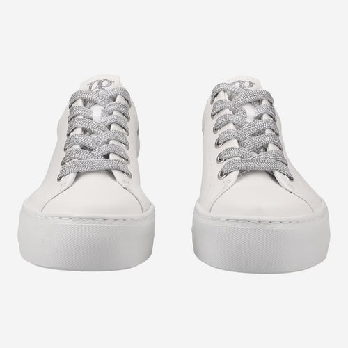 Paul Green White Platform Trainers With Silver Laces Front