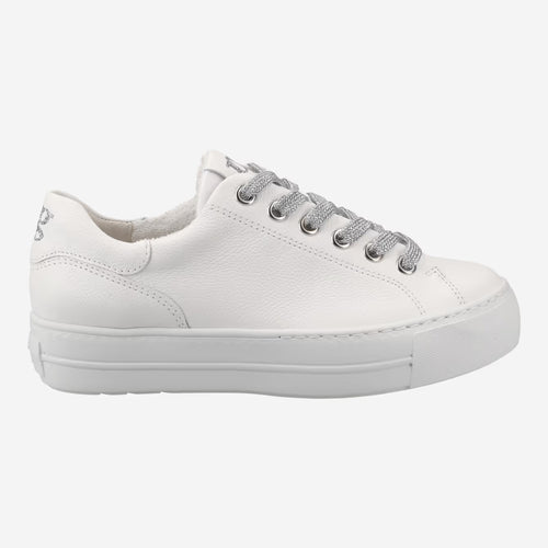 Paul Green White Platform Trainers With Silver Laces