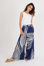 Traffic People Evie Wide Palazzo Blue Print Trousers