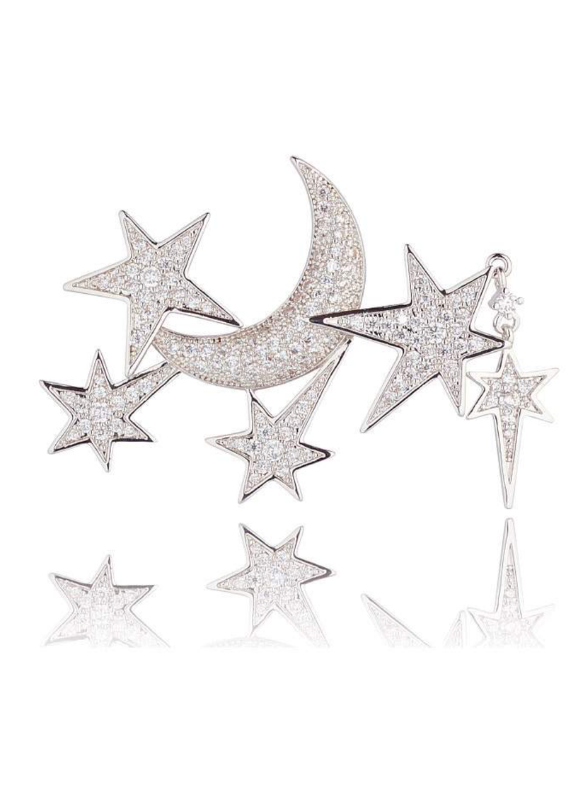 Knight & Day Moon & Stars Silver Brooch