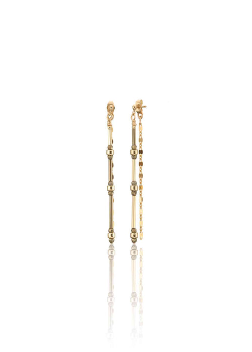 Scribble & Stone Horizon Goldfill Long Gemstone Earrings